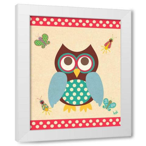 Wise Owls I White Modern Wood Framed Art Print by Metz, Andi