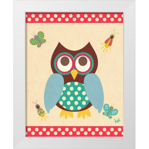 Wise Owls I White Modern Wood Framed Art Print by Metz, Andi