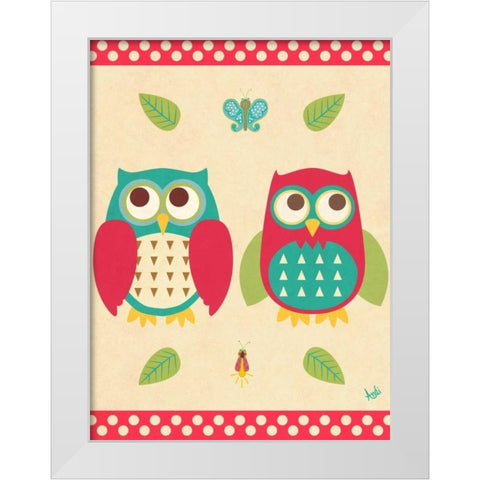 Wise Owls II White Modern Wood Framed Art Print by Metz, Andi
