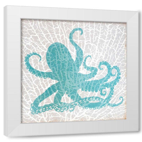 Sealife on Coral V White Modern Wood Framed Art Print by DeRice, Julie