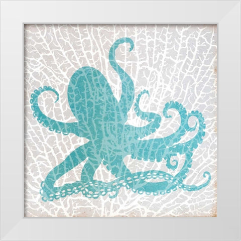 Sealife on Coral V White Modern Wood Framed Art Print by DeRice, Julie
