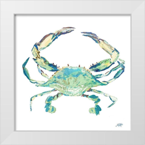 Sea Life in Blues II (crab) White Modern Wood Framed Art Print by DeRice, Julie
