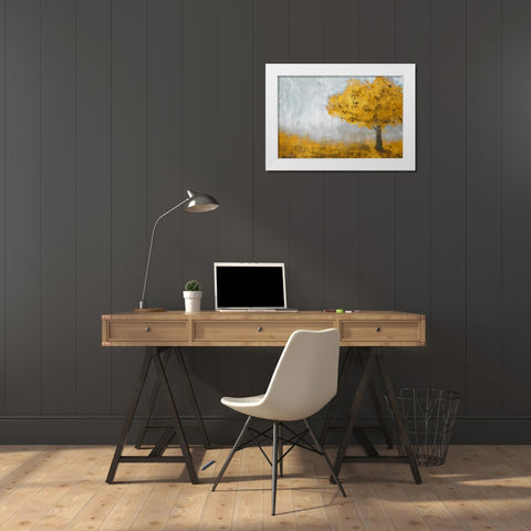 Yellow Eternal Tree White Modern Wood Framed Art Print by Johnson, Walt