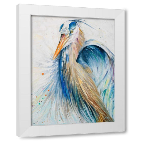 New Blue Heron II White Modern Wood Framed Art Print by Pinto, Patricia