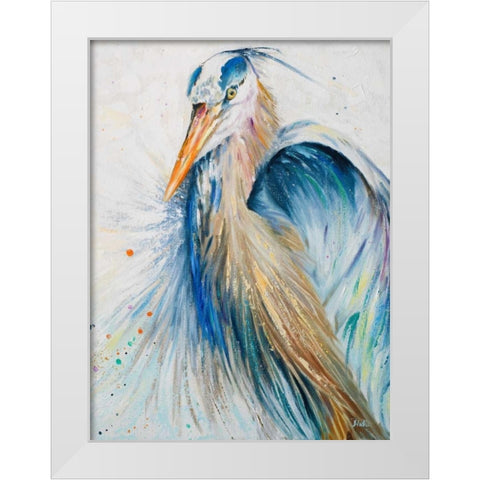 New Blue Heron II White Modern Wood Framed Art Print by Pinto, Patricia