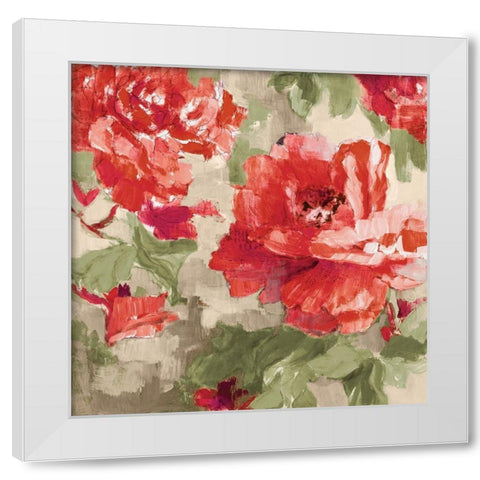 Red Modern Peonies I White Modern Wood Framed Art Print by Loreth, Lanie