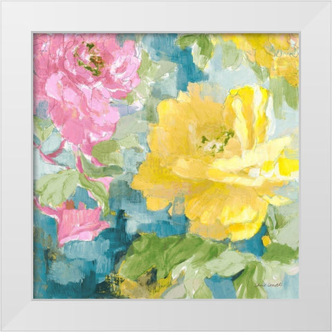 Modern Yellow Peonies I White Modern Wood Framed Art Print by Loreth, Lanie