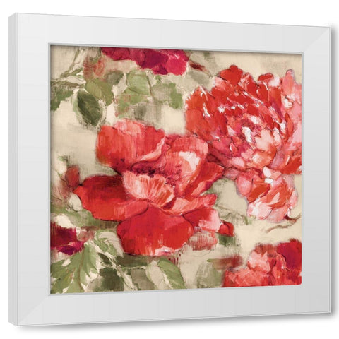 Red Modern Peonies II White Modern Wood Framed Art Print by Loreth, Lanie