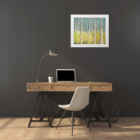 Golden Birchwood White Modern Wood Framed Art Print by Johnson, Walt