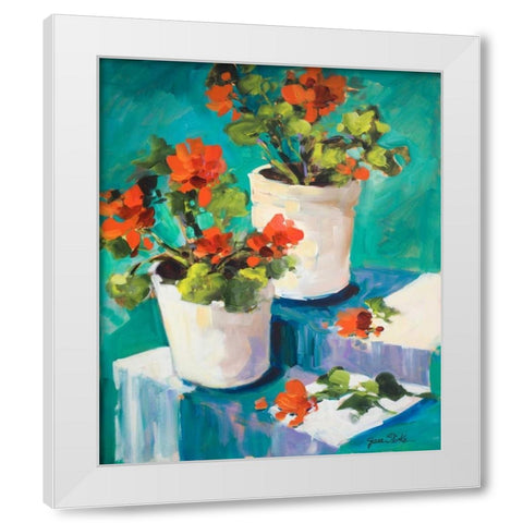 Potted Poppies White Modern Wood Framed Art Print by Slivka, Jane
