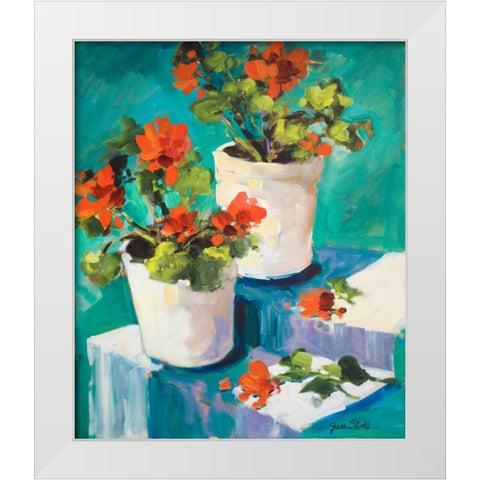 Potted Poppies White Modern Wood Framed Art Print by Slivka, Jane
