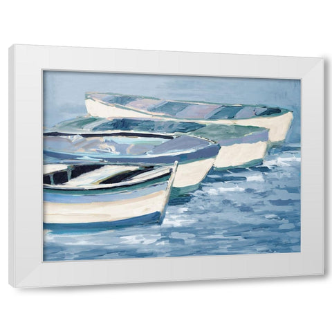 Blue Keep Rowing White Modern Wood Framed Art Print by Slivka, Jane