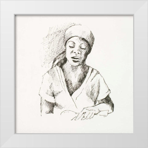 Sketched Woman I White Modern Wood Framed Art Print by Slivka, Jane
