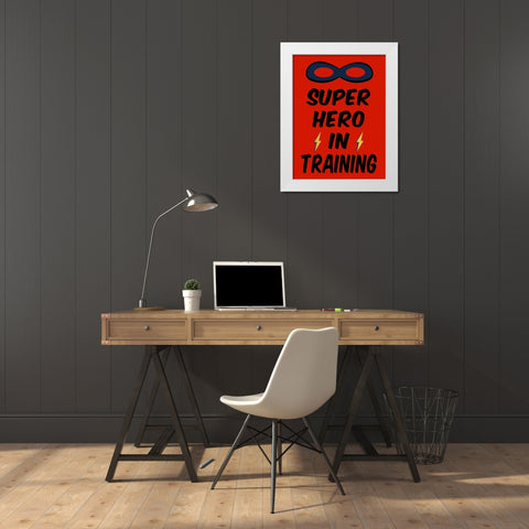 Super Hero in Training White Modern Wood Framed Art Print by SD Graphics Studio
