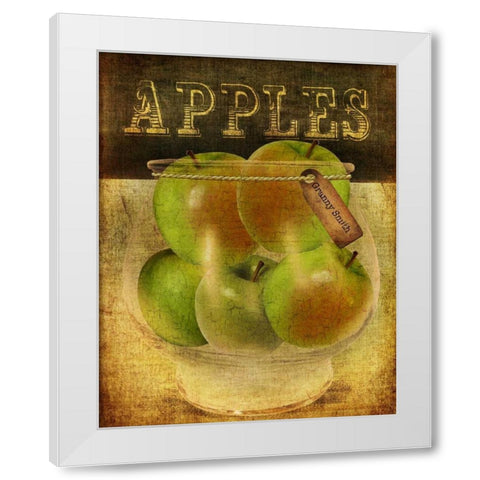 Grannysmith Apples White Modern Wood Framed Art Print by Albert, Beth
