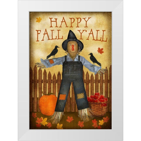 Happy Fall Yall White Modern Wood Framed Art Print by Albert, Beth