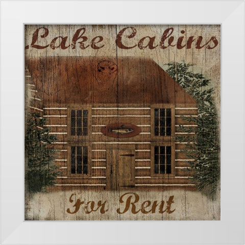Lake Cabin White Modern Wood Framed Art Print by Albert, Beth