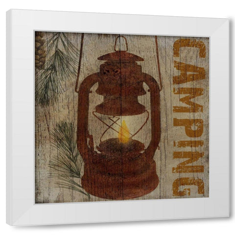 Camping White Modern Wood Framed Art Print by Albert, Beth