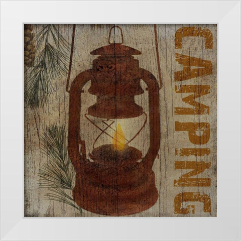Camping White Modern Wood Framed Art Print by Albert, Beth
