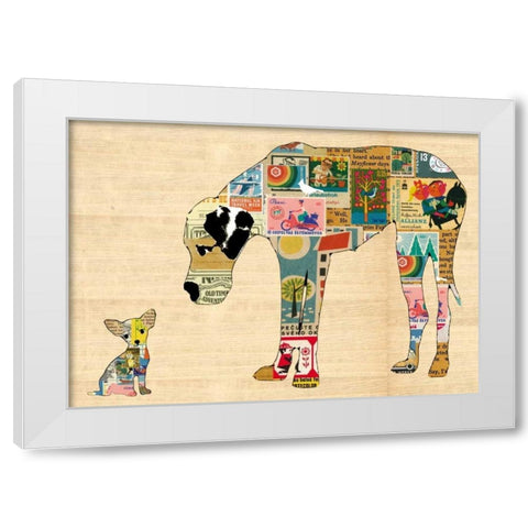 Big dog little dog White Modern Wood Framed Art Print by Schoen, Claudia
