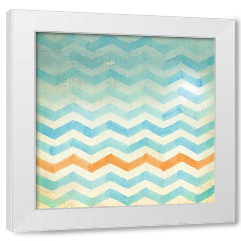 Chevron Blue White Modern Wood Framed Art Print by Drotz, Dallas