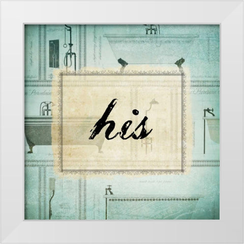 Bath His White Modern Wood Framed Art Print by Drotz, Dallas