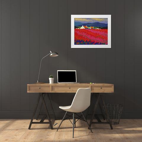Red Meadow White Modern Wood Framed Art Print by Nolan, John