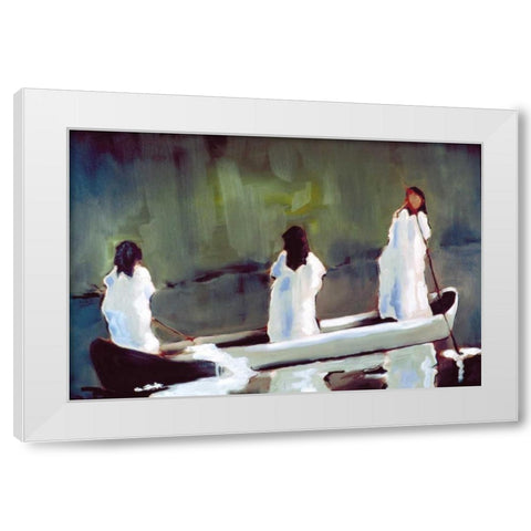 Tres Mujeres White Modern Wood Framed Art Print by Hoffman, Kate