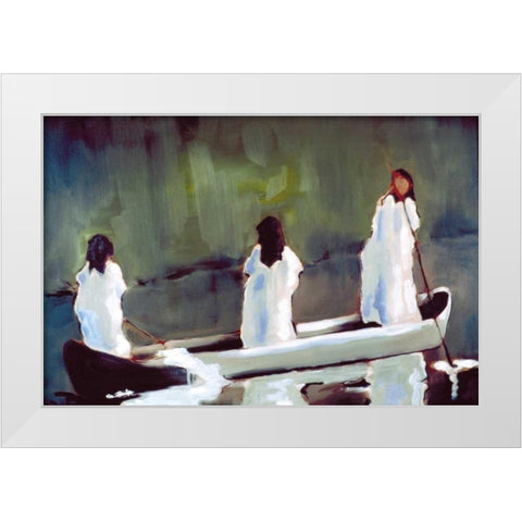 Tres Mujeres White Modern Wood Framed Art Print by Hoffman, Kate