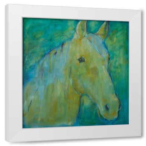 Horse Green White Modern Wood Framed Art Print by Hoffman, Kate