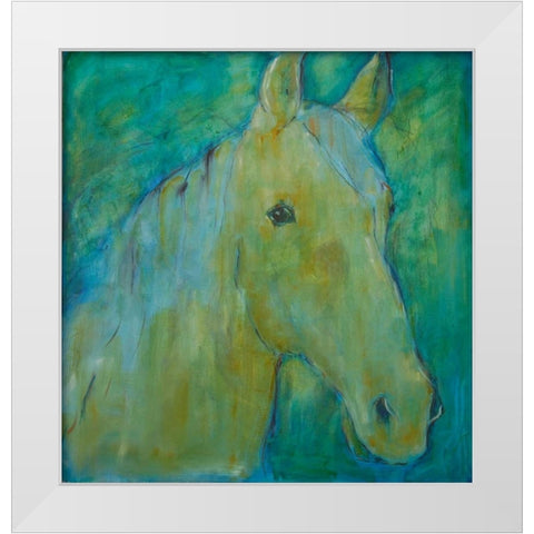 Horse Green White Modern Wood Framed Art Print by Hoffman, Kate