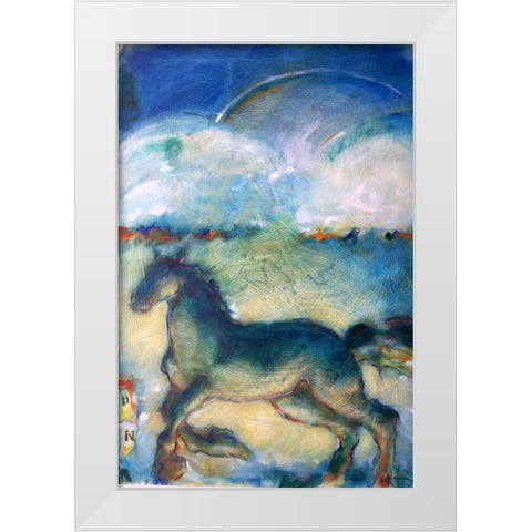 Horse in the Clouds White Modern Wood Framed Art Print by Hoffman, Kate