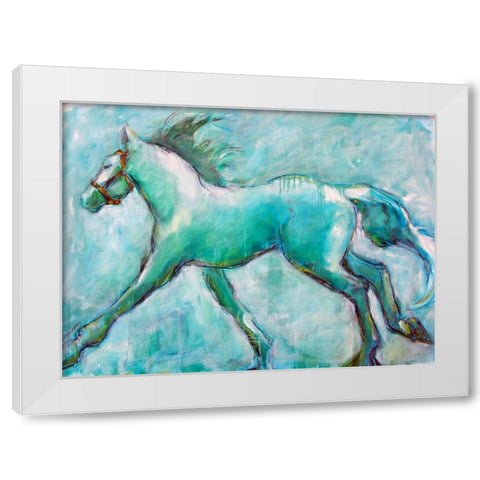 Running Horse White Modern Wood Framed Art Print by Hoffman, Kate