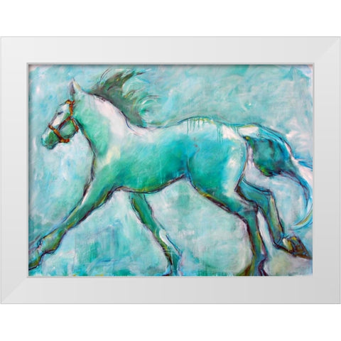 Running Horse White Modern Wood Framed Art Print by Hoffman, Kate