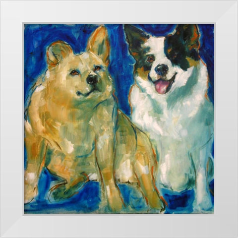 Pooches White Modern Wood Framed Art Print by Hoffman, Kate