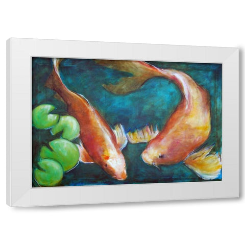 Two Red Fish White Modern Wood Framed Art Print by Hoffman, Kate