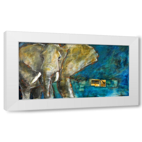 Elephant 2 White Modern Wood Framed Art Print by Hoffman, Kate