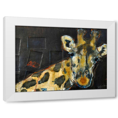Giraffe White Modern Wood Framed Art Print by Hoffman, Kate