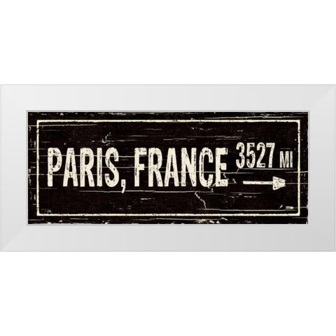 Destination Signs I White Modern Wood Framed Art Print by Pela Studio