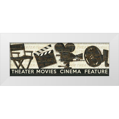 Cinema White Modern Wood Framed Art Print by Pela Studio