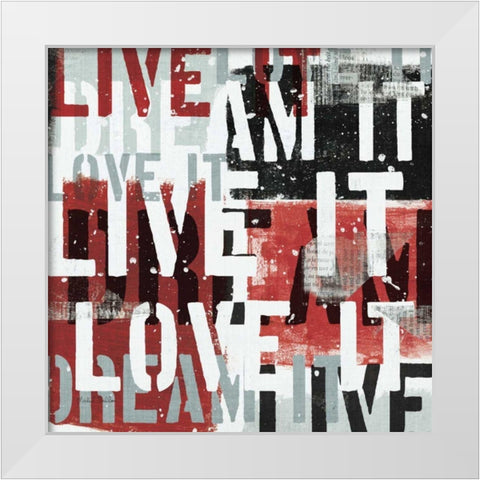 Live the Dream Black and White I White Modern Wood Framed Art Print by Mullan, Michael