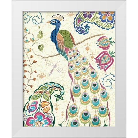 Peacock Fantasy III White Modern Wood Framed Art Print by Brissonnet, Daphne