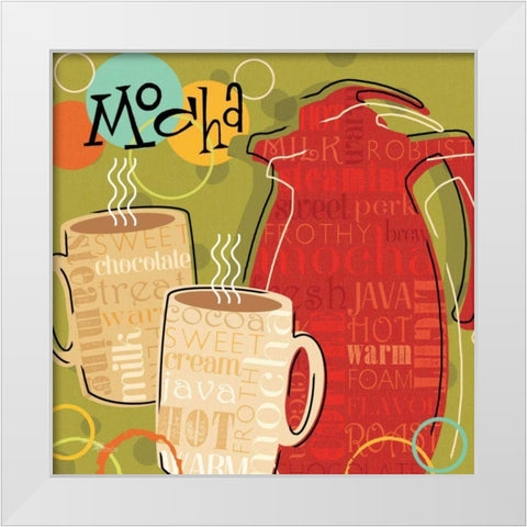 Funky Brew II White Modern Wood Framed Art Print by Pela Studio