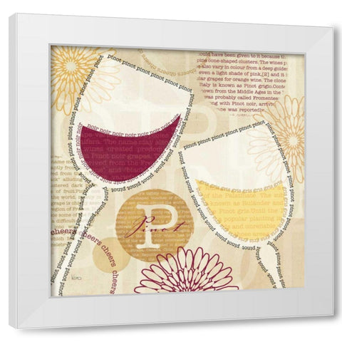 Wine Script I White Modern Wood Framed Art Print by Charron, Veronique
