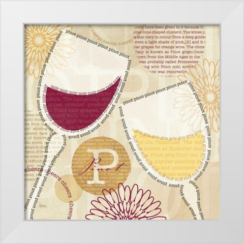 Wine Script I White Modern Wood Framed Art Print by Charron, Veronique