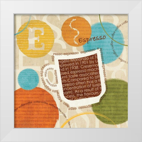All About Coffee III White Modern Wood Framed Art Print by Charron, Veronique