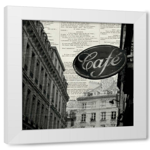 Cafe White Modern Wood Framed Art Print by Olivier, Marc