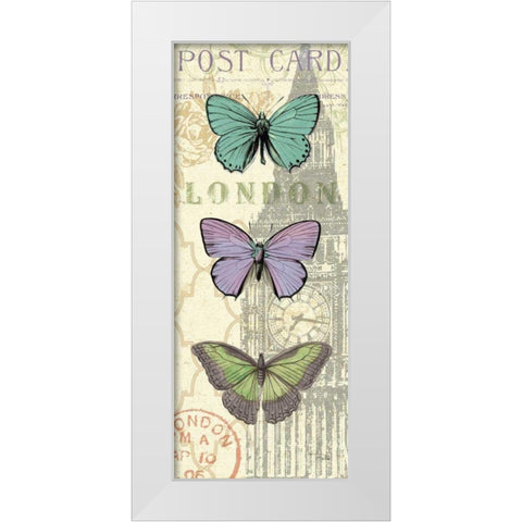 Air Mail Buttefly Panel II White Modern Wood Framed Art Print by Pelletier, Alain