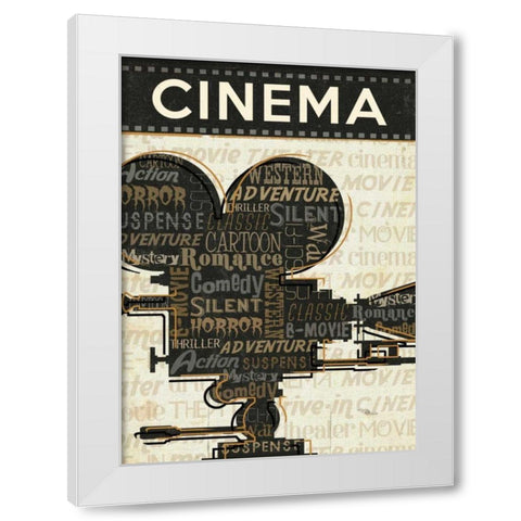 Cinema I White Modern Wood Framed Art Print by Pela Studio