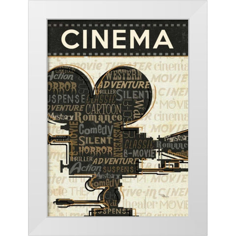 Cinema I White Modern Wood Framed Art Print by Pela Studio